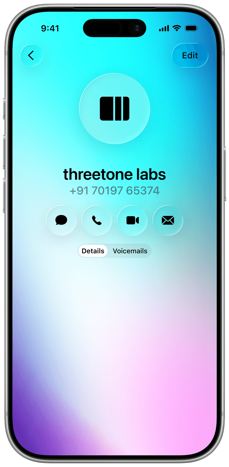 ThreeTone saved as a contact on iPhone